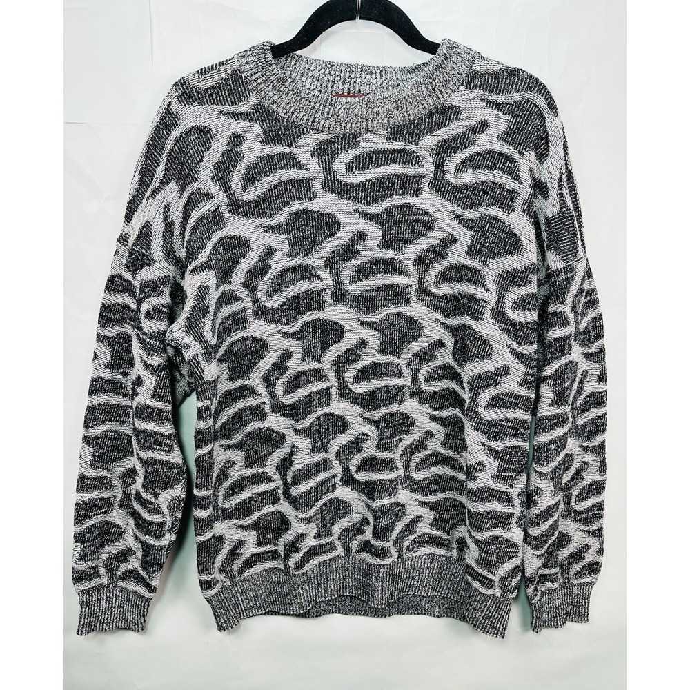 Martin K New York Black And White 100% Cotton Vintage Sweater Sz M-L Grandpa EUC